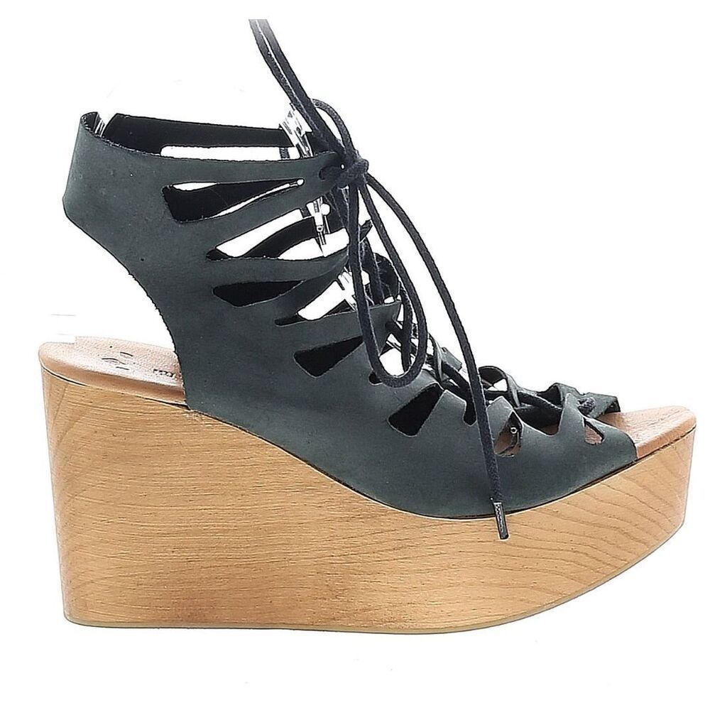 Musse & Cloud Oneka Gladiator Wedge Sandals Charcoal Gray Size 10/40EU New